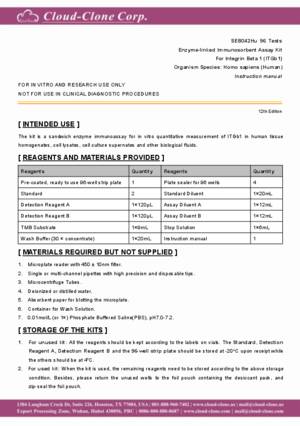 ELISA-Kit-for-Integrin-Beta-1-(ITGb1)-SEB042Hu.pdf