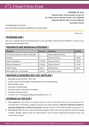 ELISA-Kit-for-S100-Calcium-Binding-Protein-A10-(S100A10)-SEC046Mu.pdf
