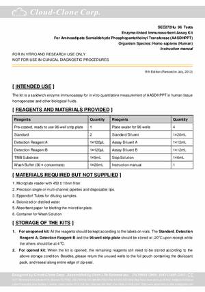 ELISA-Kit-for-Aminoadipate-Semialdehyde-Phosphopantetheinyl-Transferase--AASDHPPT--E92272Hu.pdf