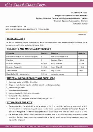ELISA-Kit-for-Von-Willebrand-Factor-A-Domain-Containing-Protein-1-(vWA1)-SEA841Hu.pdf