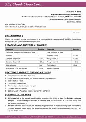 ELISA-Kit-for-Transient-Receptor-Potential-Cation-Channel-Subfamily-M--Member-8-(TRPM8)-SEF838Hu.pdf